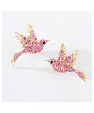 Summer Zinc Alloy Animal Style Rhinestone Hummingbird Women Stud Earrings Purple $5.71 Earrings