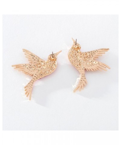 Summer Zinc Alloy Animal Style Rhinestone Hummingbird Women Stud Earrings Purple $5.71 Earrings