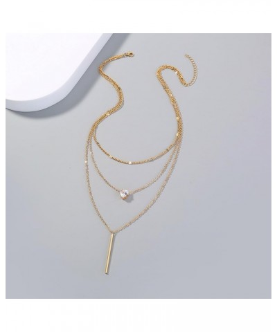 Women's Elegant Gold Layered Necklace Fashionable Choke Loop Long Necklace Layered Jewelry Necklace Layered gold-8 $8.99 Neck...