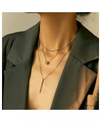 Women's Elegant Gold Layered Necklace Fashionable Choke Loop Long Necklace Layered Jewelry Necklace Layered gold-8 $8.99 Neck...