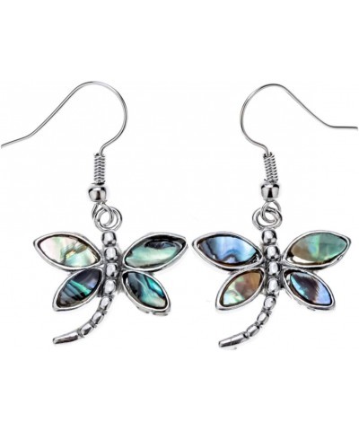 Jewelry Women Lovely Dragonfly Natural Abalone Shell Dangle Earrings (Green) $8.39 Earrings