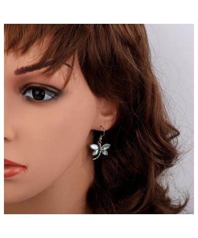 Jewelry Women Lovely Dragonfly Natural Abalone Shell Dangle Earrings (Green) $8.39 Earrings