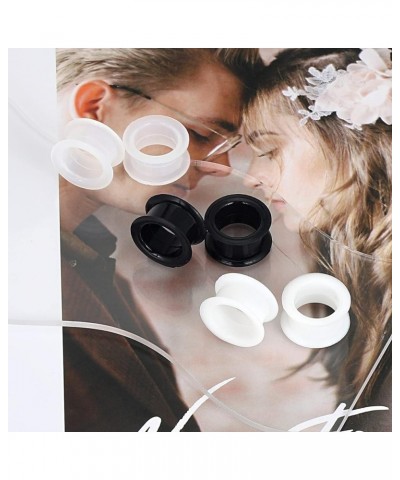 2PCS-6PCS Black Clear White Thick Silicone Tunnels Flexible Ear Skin Hollow Gauges for Ear Piercing 4g-1 inch 3 pairs 7/8"(22...