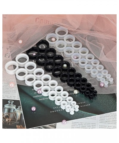 2PCS-6PCS Black Clear White Thick Silicone Tunnels Flexible Ear Skin Hollow Gauges for Ear Piercing 4g-1 inch 3 pairs 7/8"(22...