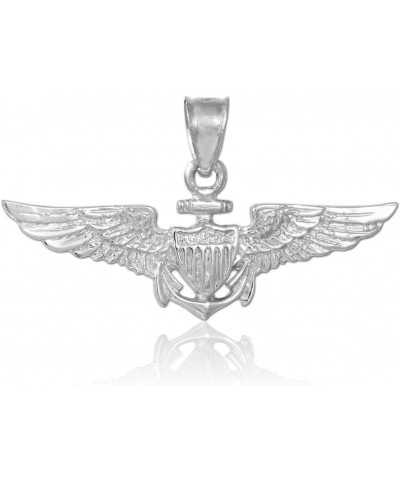 Solid 925 Sterling Silver US Naval Aviator Wings Pendant Necklace, 18 $18.05 Necklaces