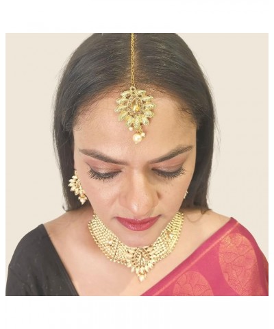 Indian Jewelry Sets for Women Bollywood Jewelry Indian Bollywood Traditional Crystal Pearl Wedding Choker Necklace Earrings M...