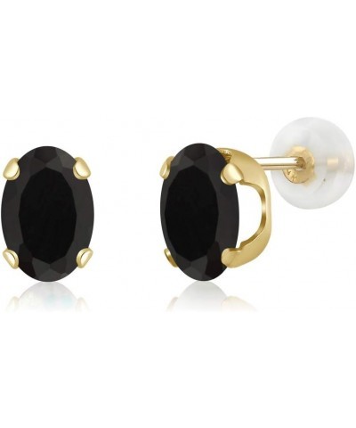 14K Yellow Gold Black Onyx Stud Earrings For Women (2.50 Cttw, Gemstone February Birthstone, Oval 8X6MM) $72.50 Earrings