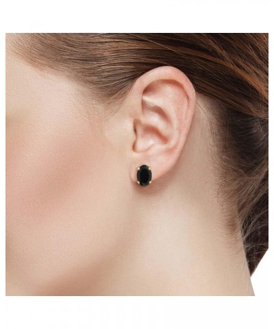 14K Yellow Gold Black Onyx Stud Earrings For Women (2.50 Cttw, Gemstone February Birthstone, Oval 8X6MM) $72.50 Earrings