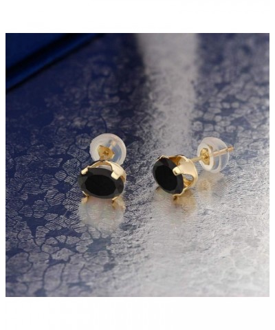 14K Yellow Gold Black Onyx Stud Earrings For Women (2.50 Cttw, Gemstone February Birthstone, Oval 8X6MM) $72.50 Earrings