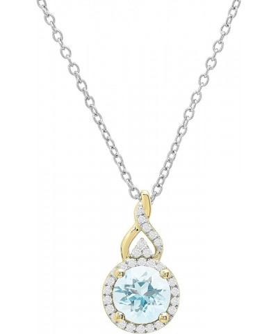 Round White Diamond & Gemstone Ladies Pendant (Silver Chain Included), Available in Various Gemstones & Metal 10K/14K/18K Gol...