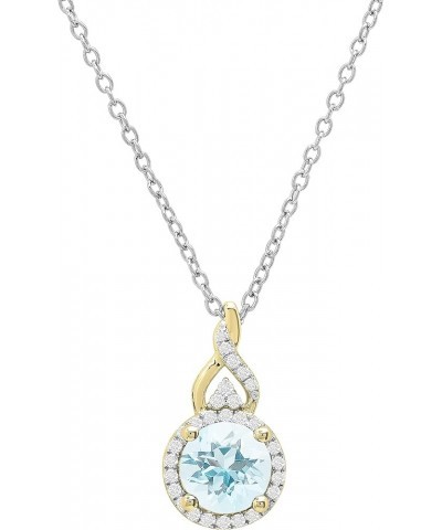 Round White Diamond & Gemstone Ladies Pendant (Silver Chain Included), Available in Various Gemstones & Metal 10K/14K/18K Gol...