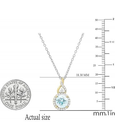 Round White Diamond & Gemstone Ladies Pendant (Silver Chain Included), Available in Various Gemstones & Metal 10K/14K/18K Gol...