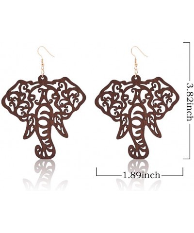 2 Pair African Drop Earings Lightweight Sculpture Wooden Dangle Earrings Ethnic Style for Women Bohemia Style Earrings Brown ...