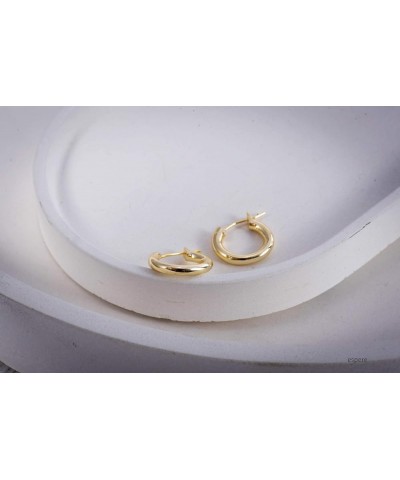 18K Gold Plated Sterling Silver Small Gold Hoop Earrings for Women Tube - Yellow Gold $13.49 Earrings