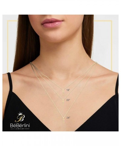 BEBERLINI Initial Letter Pendant 14K Necklace Gold Filled Cubic Zirconia Alphabet CZ Charm Curb Chain Set 18" 20" 24" Women G...