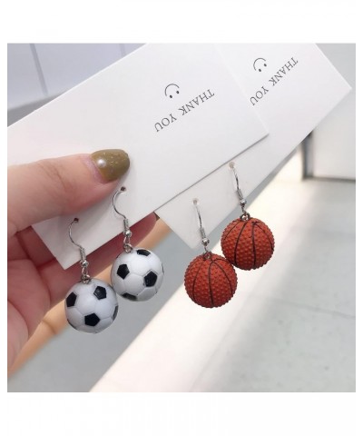 Lovely Basketball Soccer Football Dangle Earrings Resin Tool Imitate Sport Jewelry for Women Girls Fans Basketball $6.95 Earr...