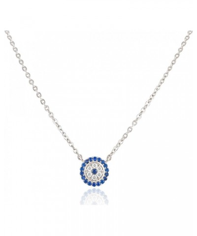 Sterling Silver Blue Cz Small Evil Eye Necklace Nazar Charm Amulet Protection Necklace for Adult Women's and Teen Girls $14.2...