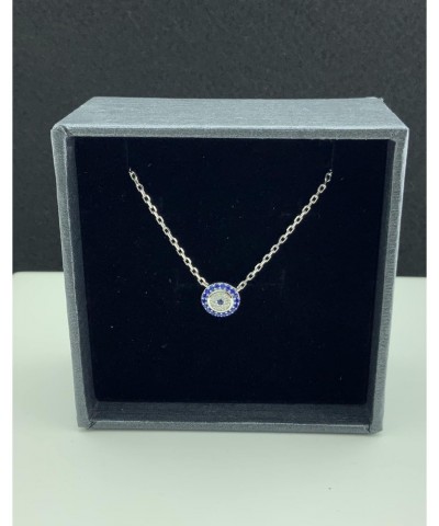 Sterling Silver Blue Cz Small Evil Eye Necklace Nazar Charm Amulet Protection Necklace for Adult Women's and Teen Girls $14.2...