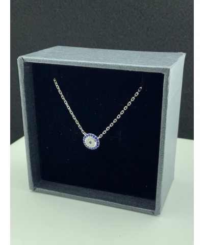 Sterling Silver Blue Cz Small Evil Eye Necklace Nazar Charm Amulet Protection Necklace for Adult Women's and Teen Girls $14.2...