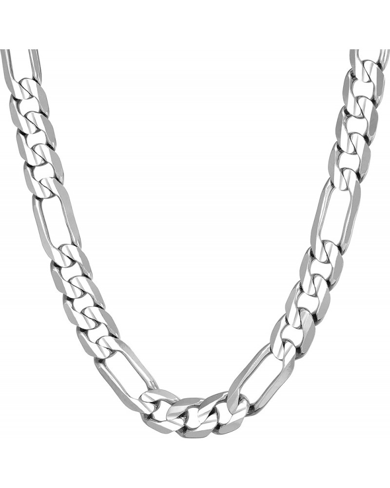 7mm Figaro Chain Necklace Diamond Cut 24k Real Gold Plated White Gold 36 inches $36.66 Necklaces