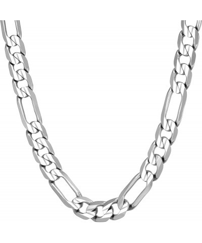 7mm Figaro Chain Necklace Diamond Cut 24k Real Gold Plated White Gold 36 inches $36.66 Necklaces