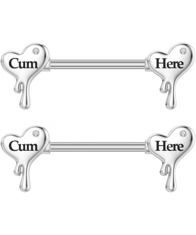 14G Surgical Steel Letter Nipple Rings for Women Girls Heart Piercing Barbell Cum Here Naughty Words Nipple Studs Nipplerings...