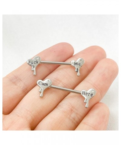 14G Surgical Steel Letter Nipple Rings for Women Girls Heart Piercing Barbell Cum Here Naughty Words Nipple Studs Nipplerings...