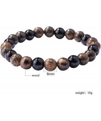 Triple Protection Bracelet Hematite Black Agate Tiger'S Eye Stone Bracelets And Sandalwood Beads Set Bring Luck And Prosperit...