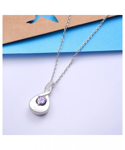 925 Sterling Silver Teardrop Cremation Jewelry CZ Urn Pendant Necklace for Ashes Keepsake Urn Memorial Ash Jewelry Gift for W...