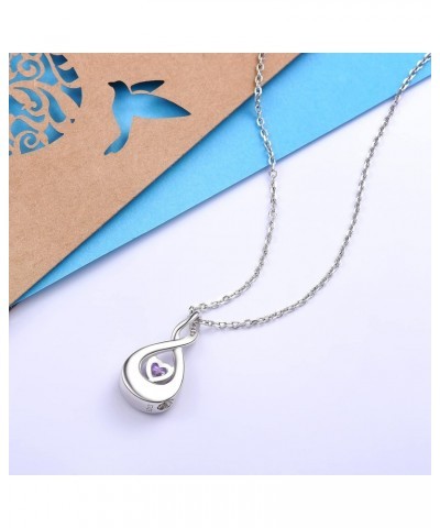 925 Sterling Silver Teardrop Cremation Jewelry CZ Urn Pendant Necklace for Ashes Keepsake Urn Memorial Ash Jewelry Gift for W...