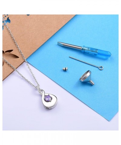 925 Sterling Silver Teardrop Cremation Jewelry CZ Urn Pendant Necklace for Ashes Keepsake Urn Memorial Ash Jewelry Gift for W...