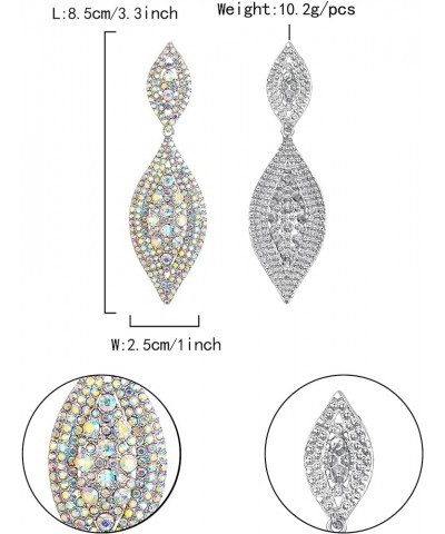 Women's Rhinestone Crystal Wedding Bridal 2 Leaf Drop Dangle Chandelier Earrings Iridescent Clear AB $10.70 Earrings