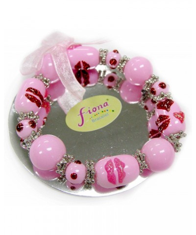 womens Beaded Bracelet, Pink, 7 5 inch US $7.19 Bracelets