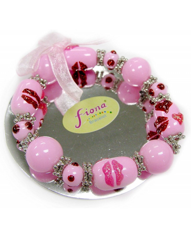 womens Beaded Bracelet, Pink, 7 5 inch US $7.19 Bracelets