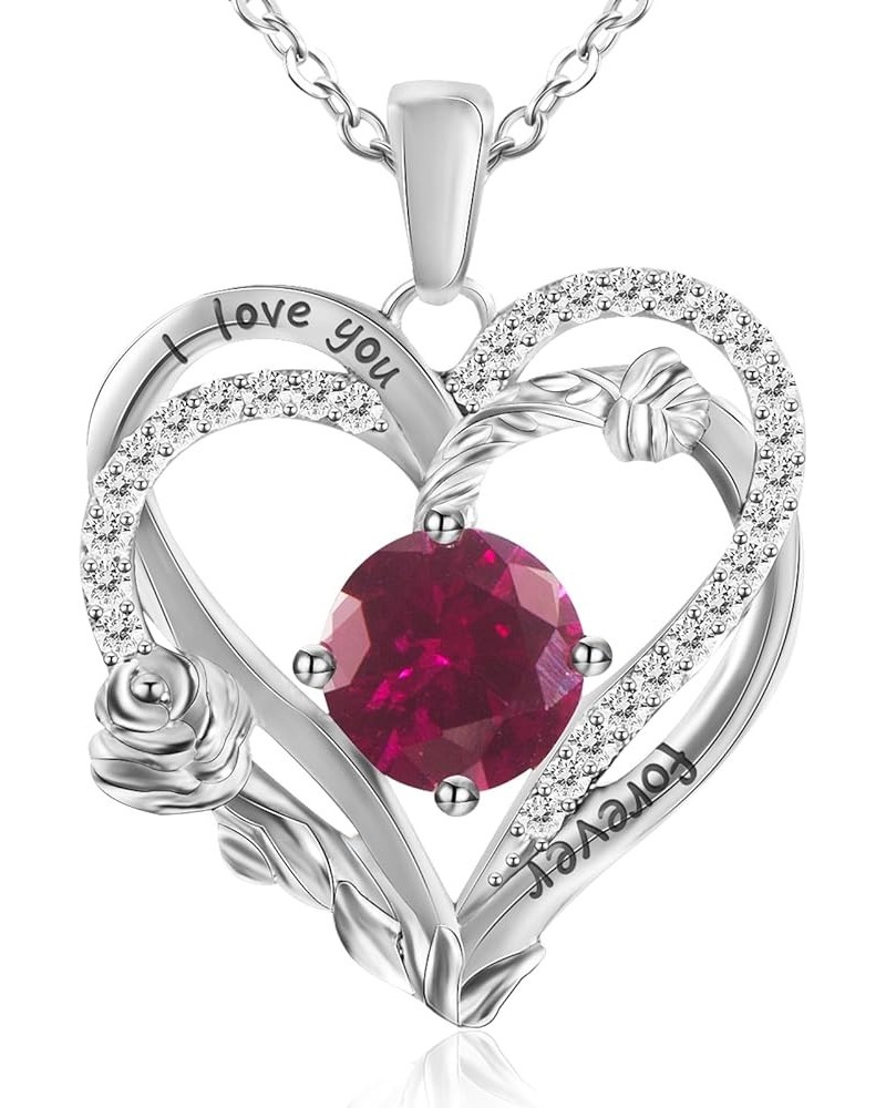 Huge Heart Birthstone Necklace 925 Sterling Silver 18K Gold Plated Pendant Necklace for Women Valentine Christmas Birthday Gi...