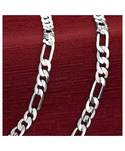 7mm Figaro Chain Necklace Diamond Cut 24k Real Gold Plated White Gold 36 inches $36.66 Necklaces