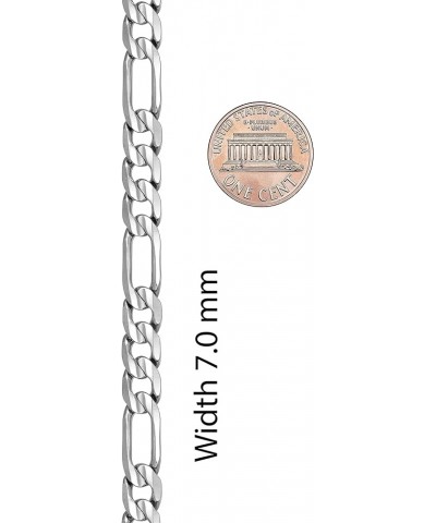 7mm Figaro Chain Necklace Diamond Cut 24k Real Gold Plated White Gold 36 inches $36.66 Necklaces