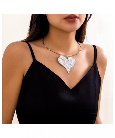 Love Heart Pendant Necklaces Big Heart Choker Collar Fashion Punk Cool Y2k Large Heart For Women Girls Valentine's Day Jewelr...