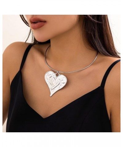 Love Heart Pendant Necklaces Big Heart Choker Collar Fashion Punk Cool Y2k Large Heart For Women Girls Valentine's Day Jewelr...