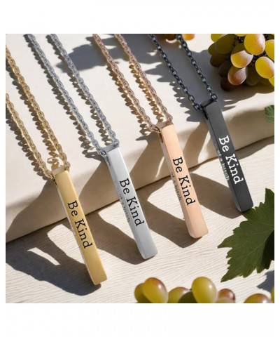 Be Kind of A Bitch - 3D Engraving Vertical Bar Necklace, Personalized Stainless Steel Inspiration Necklace, Encouragement Man...