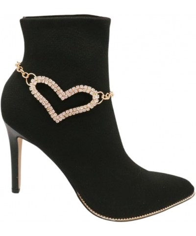 Women Fashion Boot Bracelet Bling Gold Color Metal Chain High Heel Shoe Love Heart Charm Anklet $15.07 Anklets