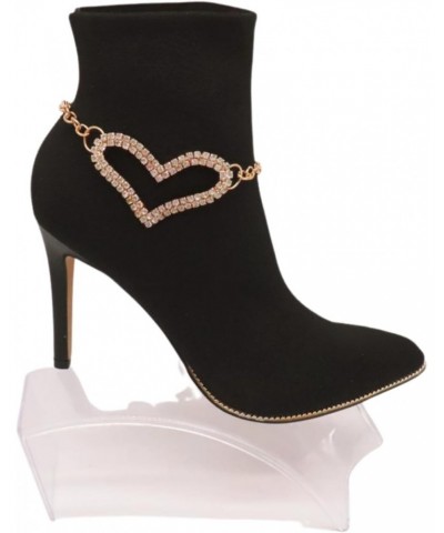 Women Fashion Boot Bracelet Bling Gold Color Metal Chain High Heel Shoe Love Heart Charm Anklet $15.07 Anklets