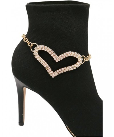 Women Fashion Boot Bracelet Bling Gold Color Metal Chain High Heel Shoe Love Heart Charm Anklet $15.07 Anklets