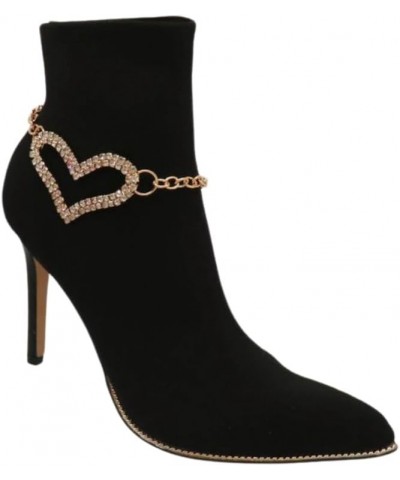 Women Fashion Boot Bracelet Bling Gold Color Metal Chain High Heel Shoe Love Heart Charm Anklet $15.07 Anklets