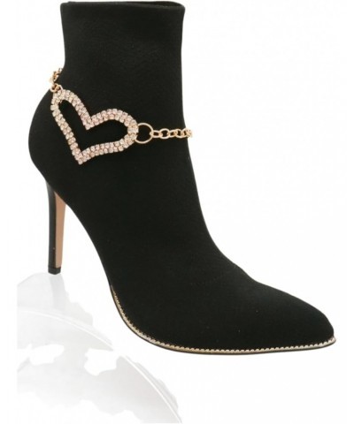 Women Fashion Boot Bracelet Bling Gold Color Metal Chain High Heel Shoe Love Heart Charm Anklet $15.07 Anklets