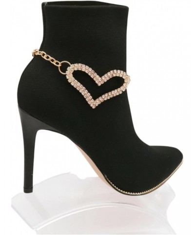 Women Fashion Boot Bracelet Bling Gold Color Metal Chain High Heel Shoe Love Heart Charm Anklet $15.07 Anklets