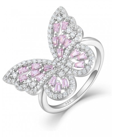 Butterfly Ring for Women 925 Sterling Silver Birthstone Rings Size 5-10 10-Pink Tourmaline-Oct $32.59 Rings