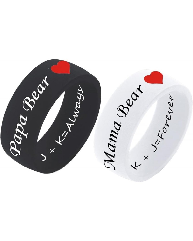 SHNIAN Classic Flat Micro Arc Silicone Rings His and Hers Sun and Moon Matching Rings Couples Rings Comfortable Fit Custom En...