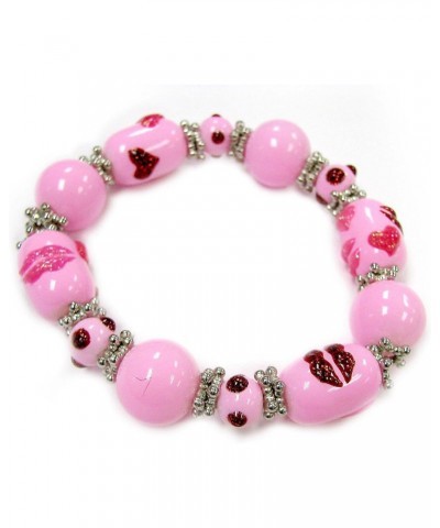 womens Beaded Bracelet, Pink, 7 5 inch US $7.19 Bracelets