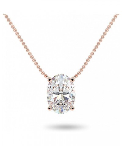 1/3 to 1 1/2 Carat Lab Grown Diamond Oval Solitaire Pendant Necklace for Women I 14k Gold Necklace (G-H, VS1-VS2, cttw) I 16 ...